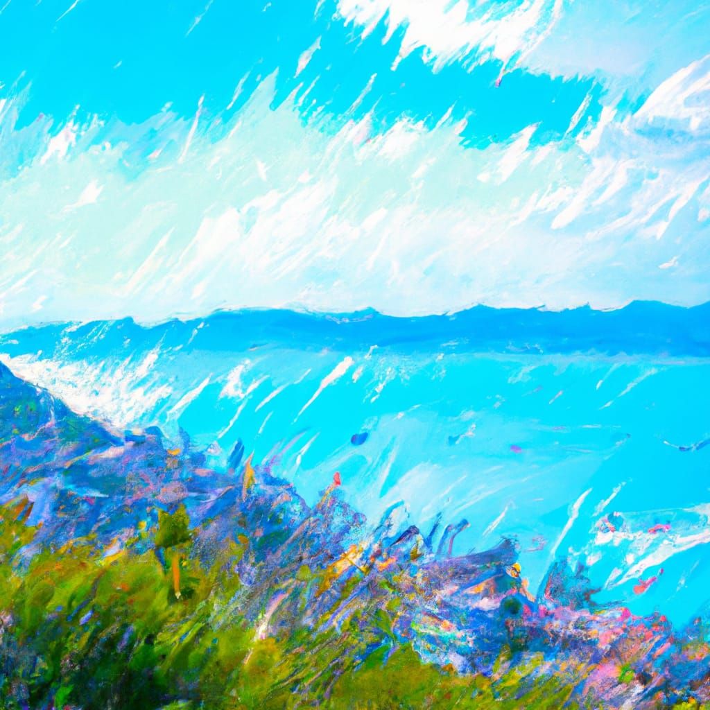 Sunny Bay View from Hilltop, Hyperrealistic Art