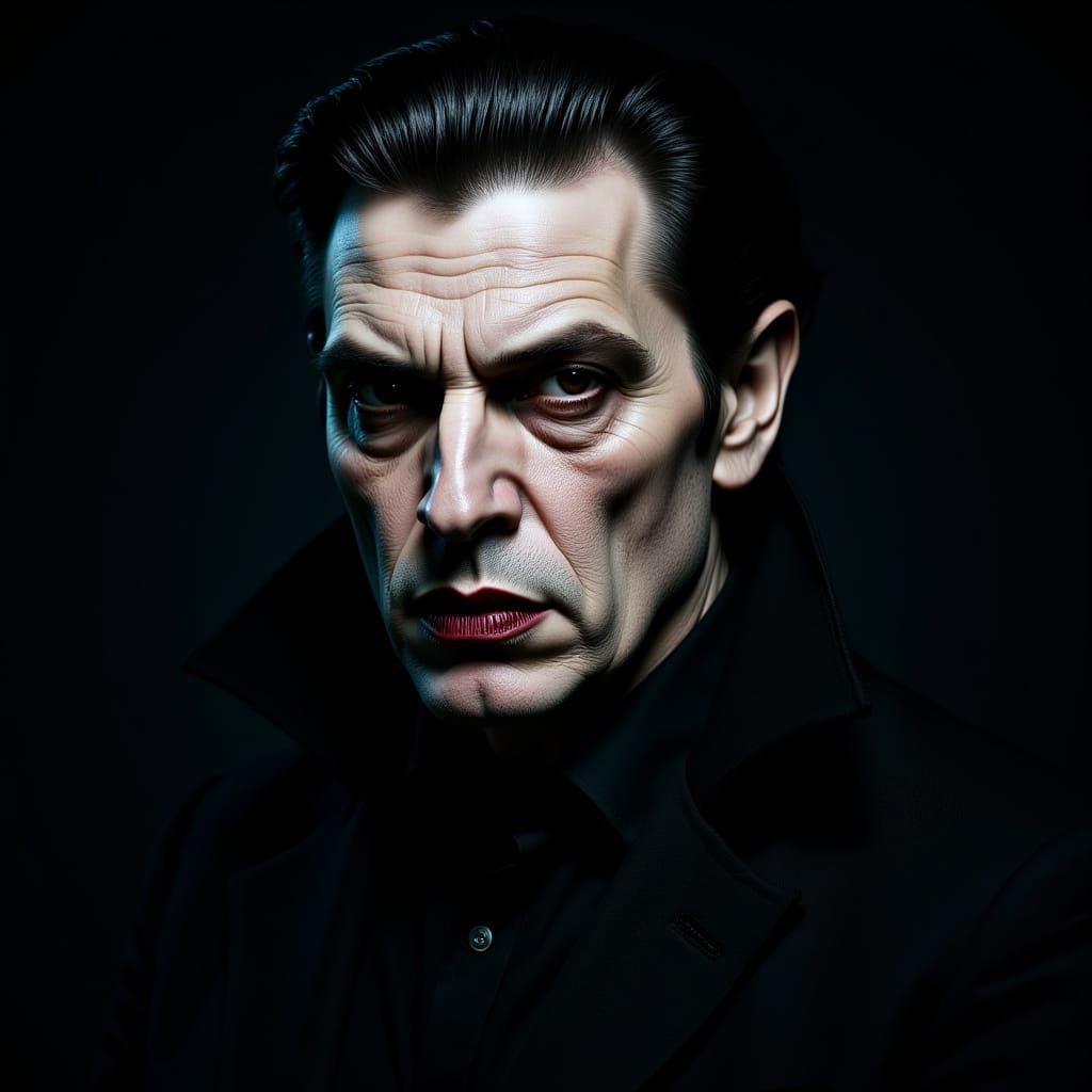 Gothic Vampire Portrait in Chiaroscuro Style