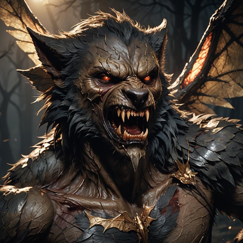 Wounded Werewolf with Fairy Wing in Dark Fantasy Style