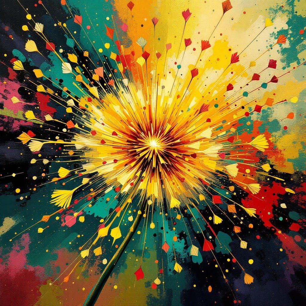 Whimsical Dandelion Dispersal in Vibrant Street Art Style