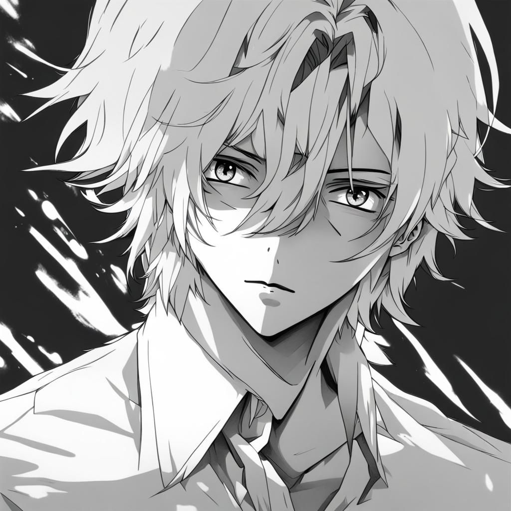 Anime Style Boy with White Hair