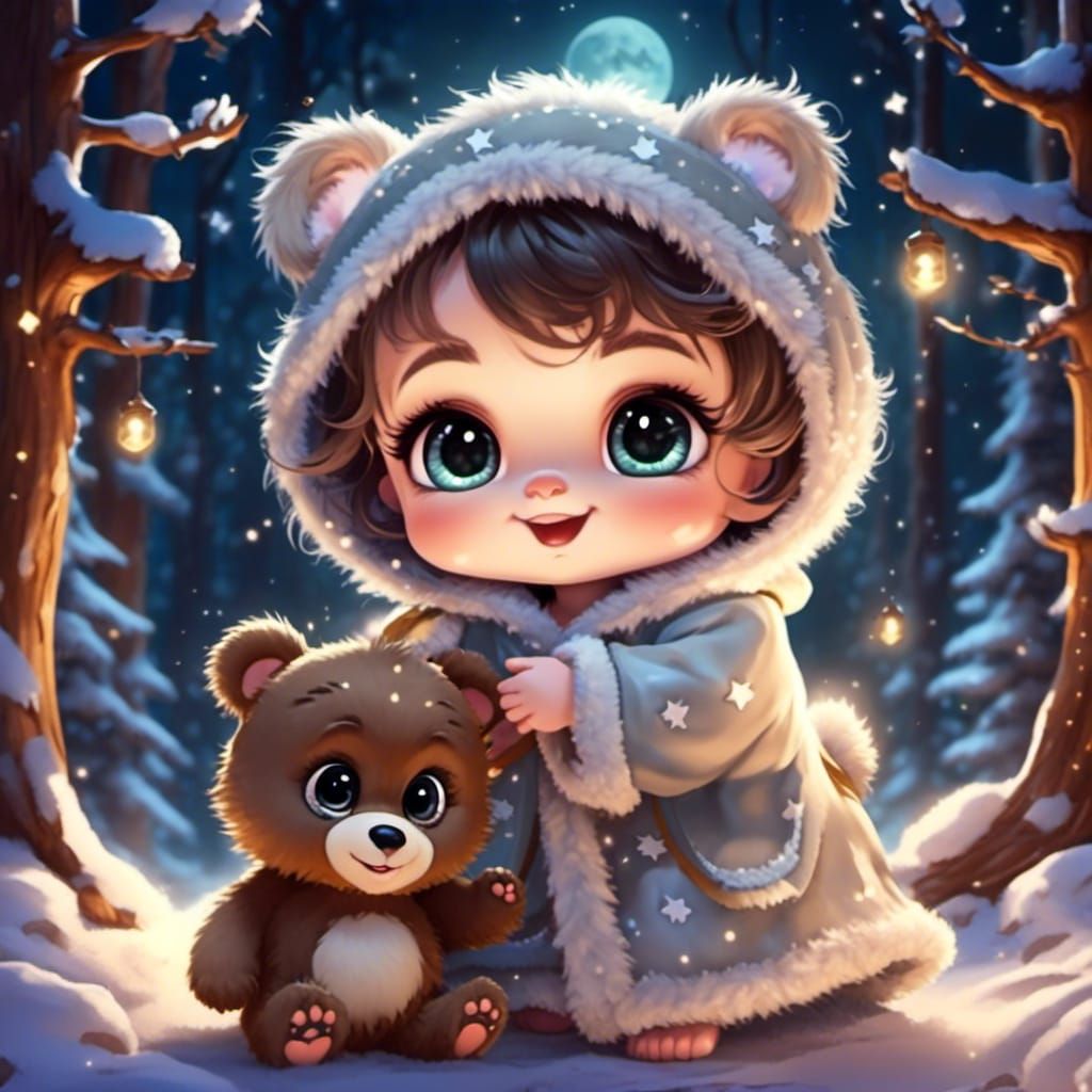 Cute and charming cartoon fluffy baby