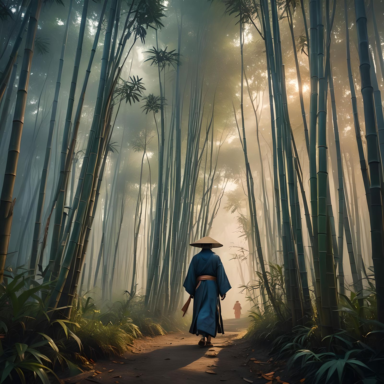 Walking Among Bamboo: Detailed Matte Painting