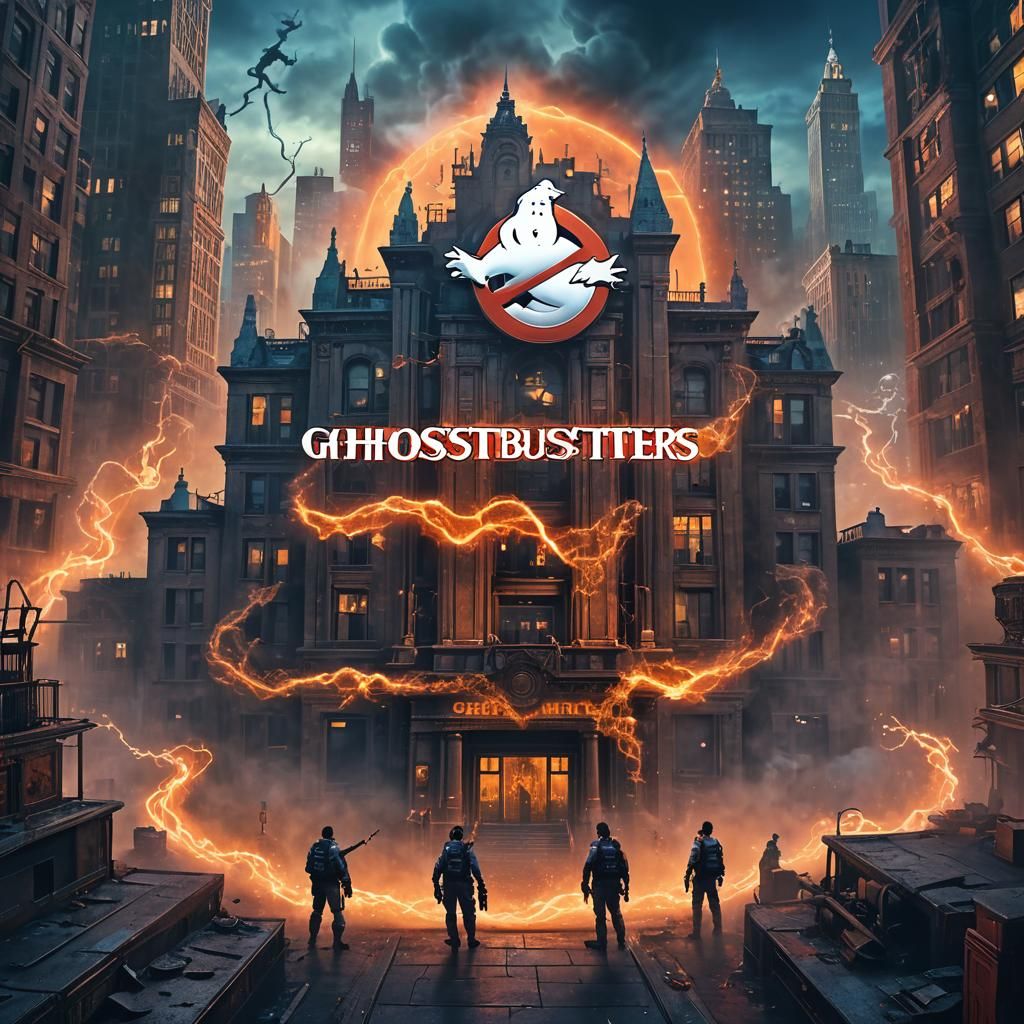 Ghostbusters Logo in Abandoned Cityscape: Matte Painting