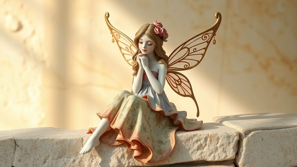 Porcelain Fairy Figurine in Art Nouveau Style
