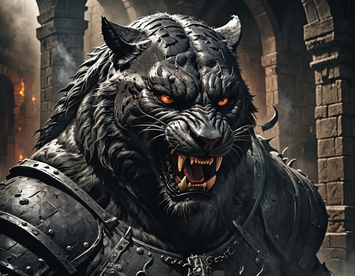 Panther Portrait in Sin City Comic Style