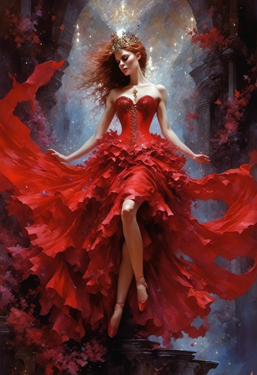 Fantasy Ballerina with Jeweled Corset in Dark Concept Art