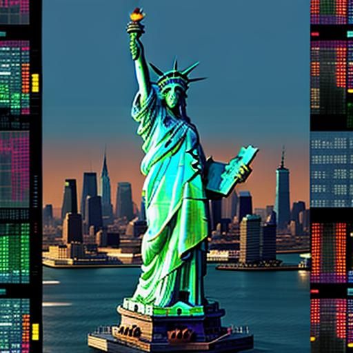 Glitched Statue of Liberty: A Modern Reinterpretation