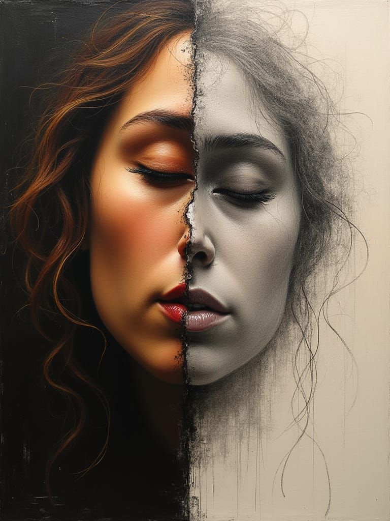 Dramatic Baroque Painting in Oil and Graphite