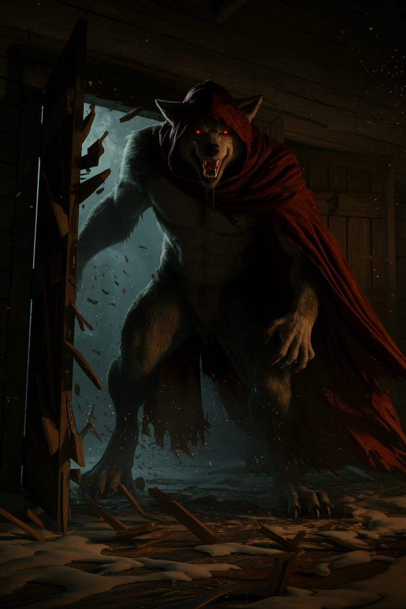 Terrifying Werewolf Wolf in Dark Fantasy Cinematic Scene