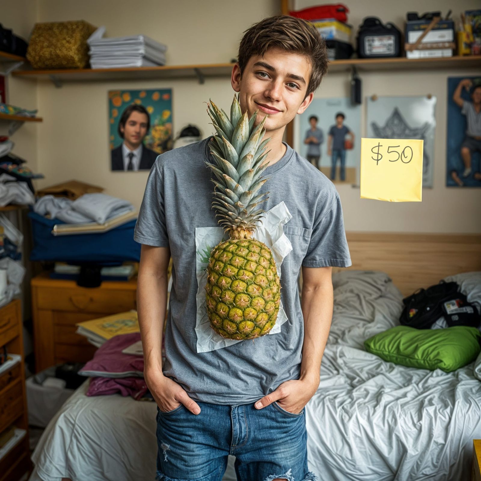 College Guy's Humorous Pineapple Art for Sale