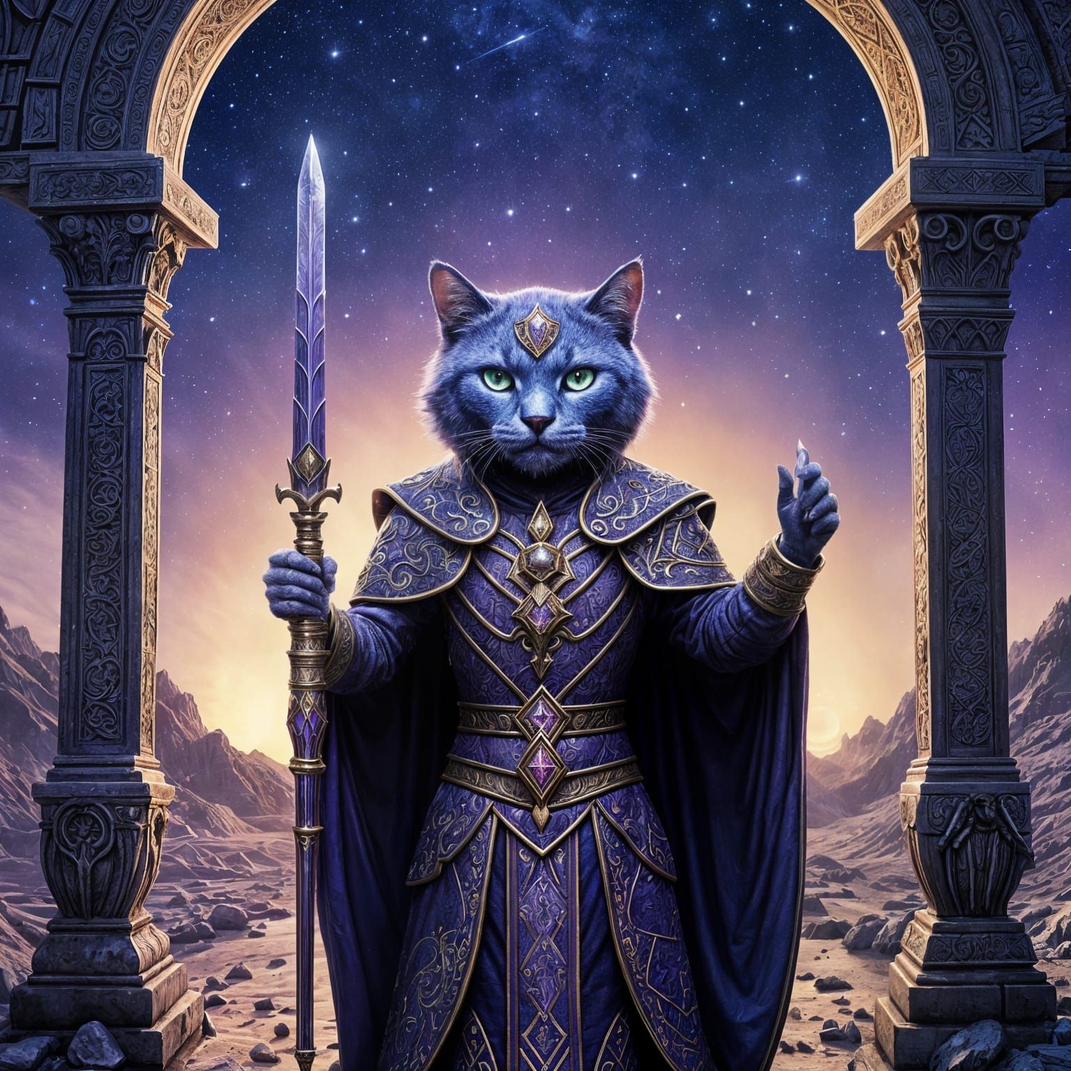 Whimsical Realm Entrance in Purple Skies