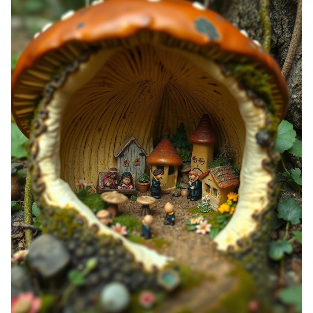 Mushroom Village: A Whimsical Fantasy Art Scene