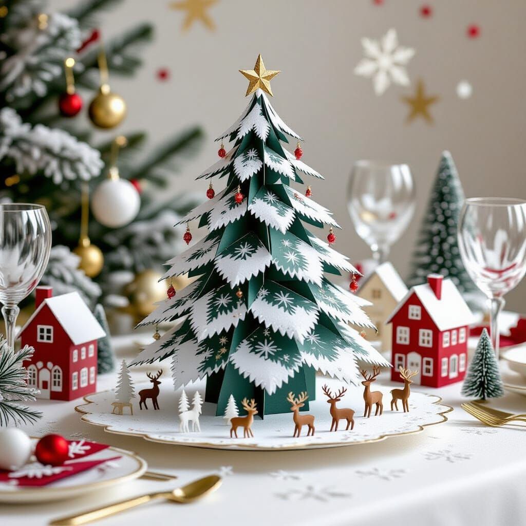 Festive Christmas Table with Victorian Paper Artistry