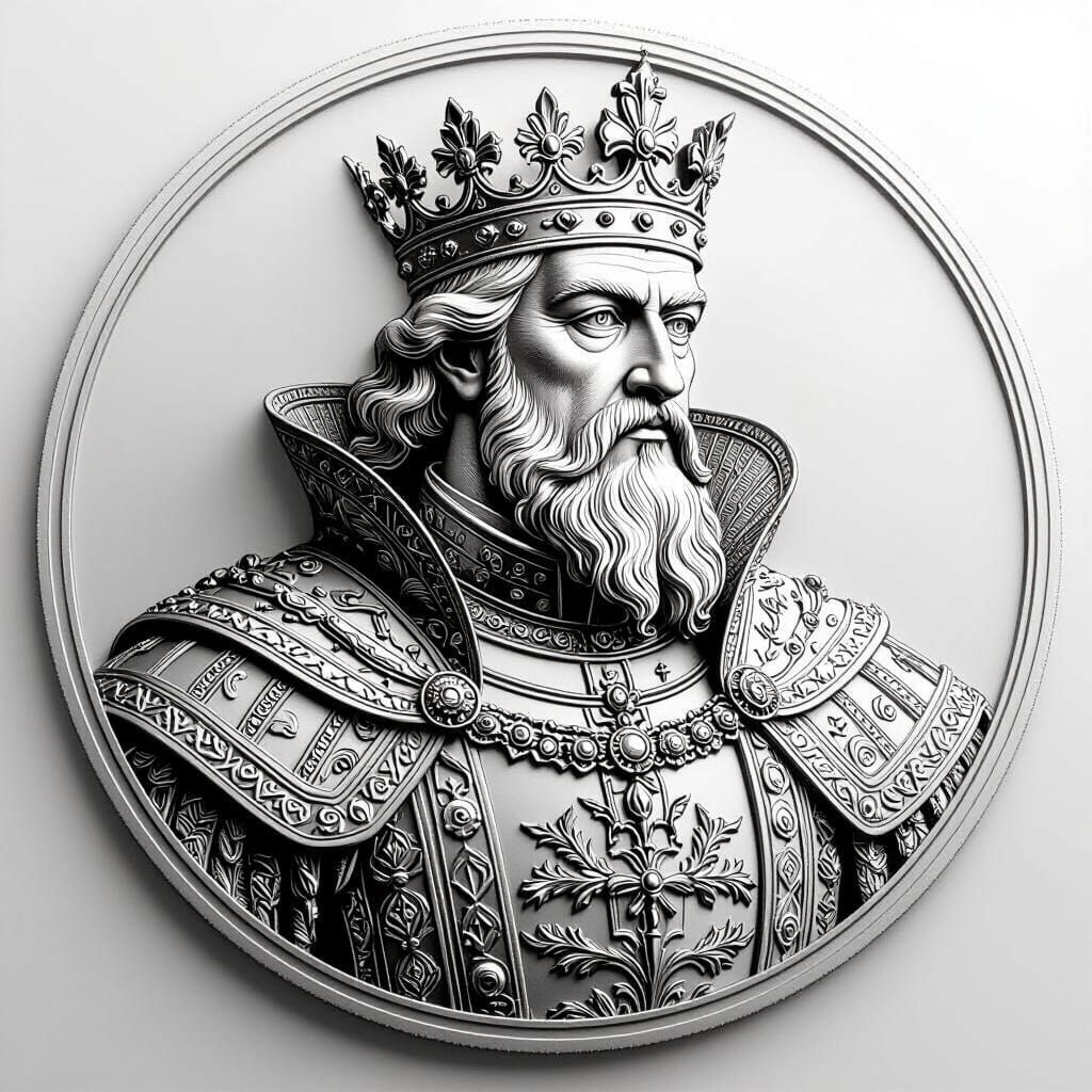 Regal King Coin in Black and White Greyscale