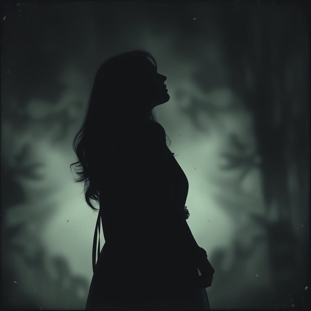 Silhouette of Longing in Haunting Photomontage Style