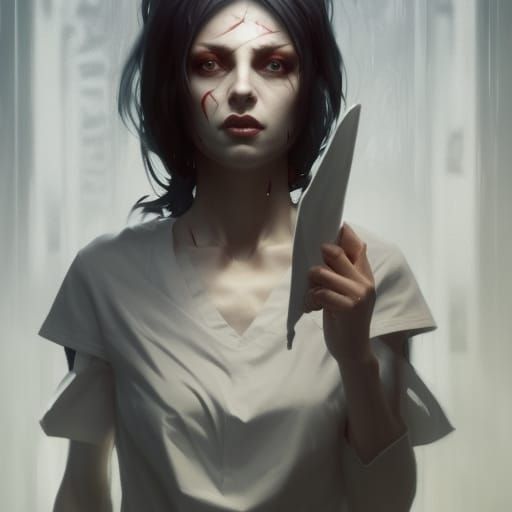 Menacing Nurse in Dark Fantasy Concept Art