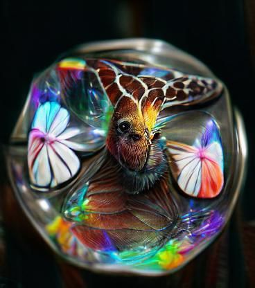 Realistic Colorful Butterfly Captured in Crystal Ball