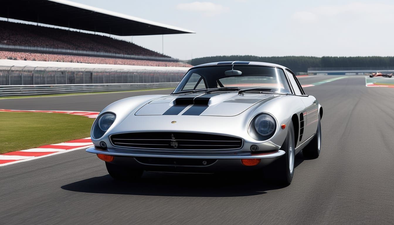 Retro-Modern Sports GT Car in Silver Livery