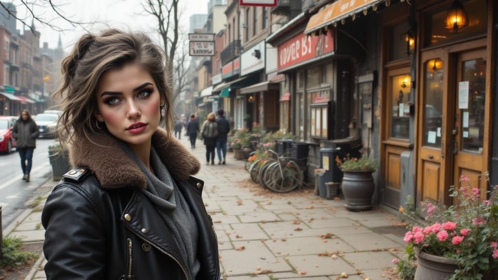 Neon Dreams in a Rainy Grey City