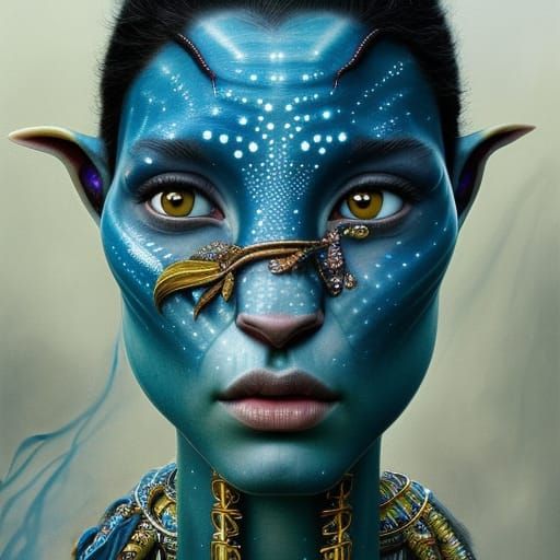 Detailed Na'vi Woman Portrait in Sci-Fi Style