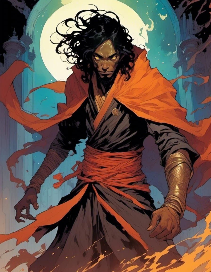 Time-Mage Character Design in Comic Book Style