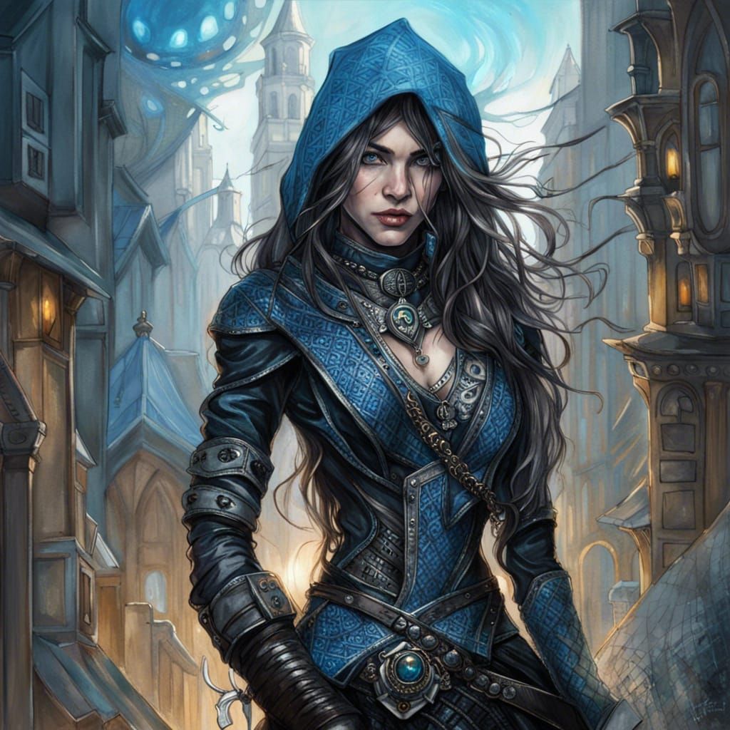 Ornate Portrait of a Female Rogue Character
