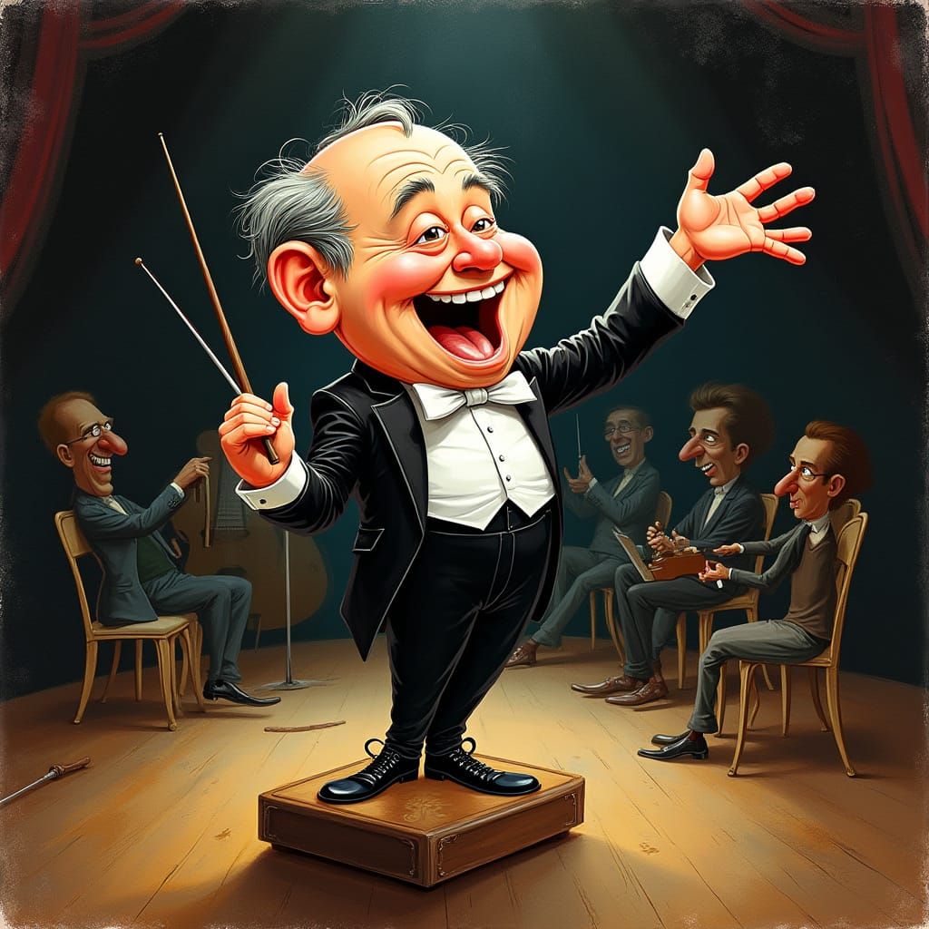 Conductor Caricature in Whimsical Style