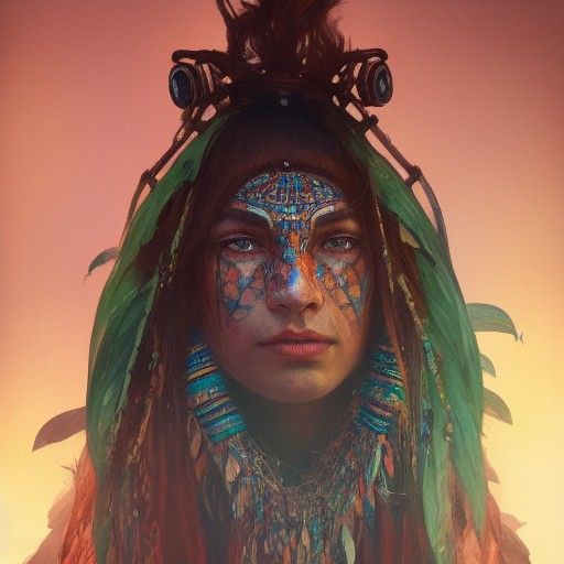Shamanic Woman Portrait in Hyperdetailed Digital Art