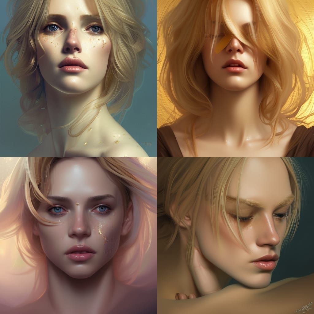 Woman Crying Tears of Gold: Hyperdetailed Portrait
