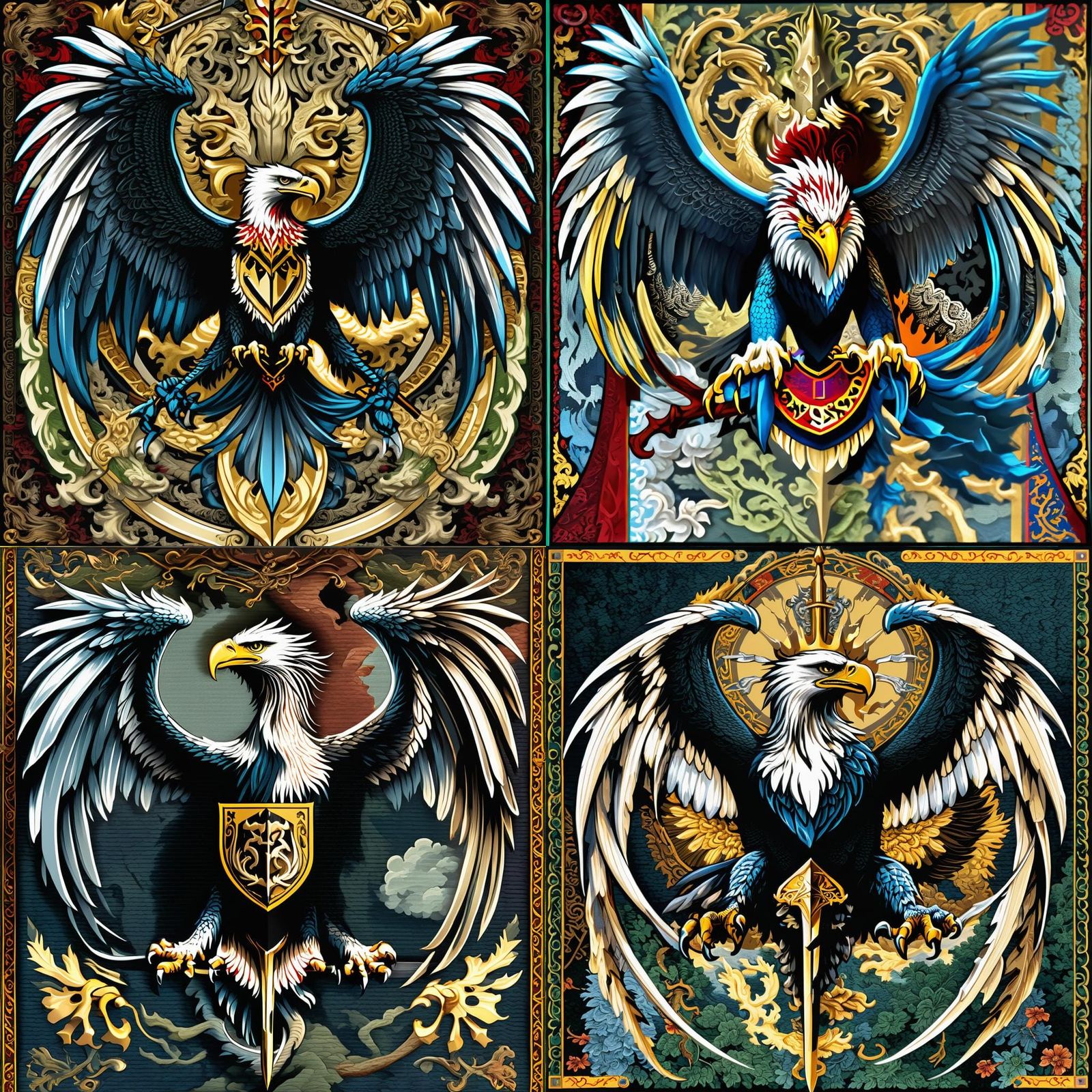 Heraldic Wyvern Eagle Hybrid Grasping Sword