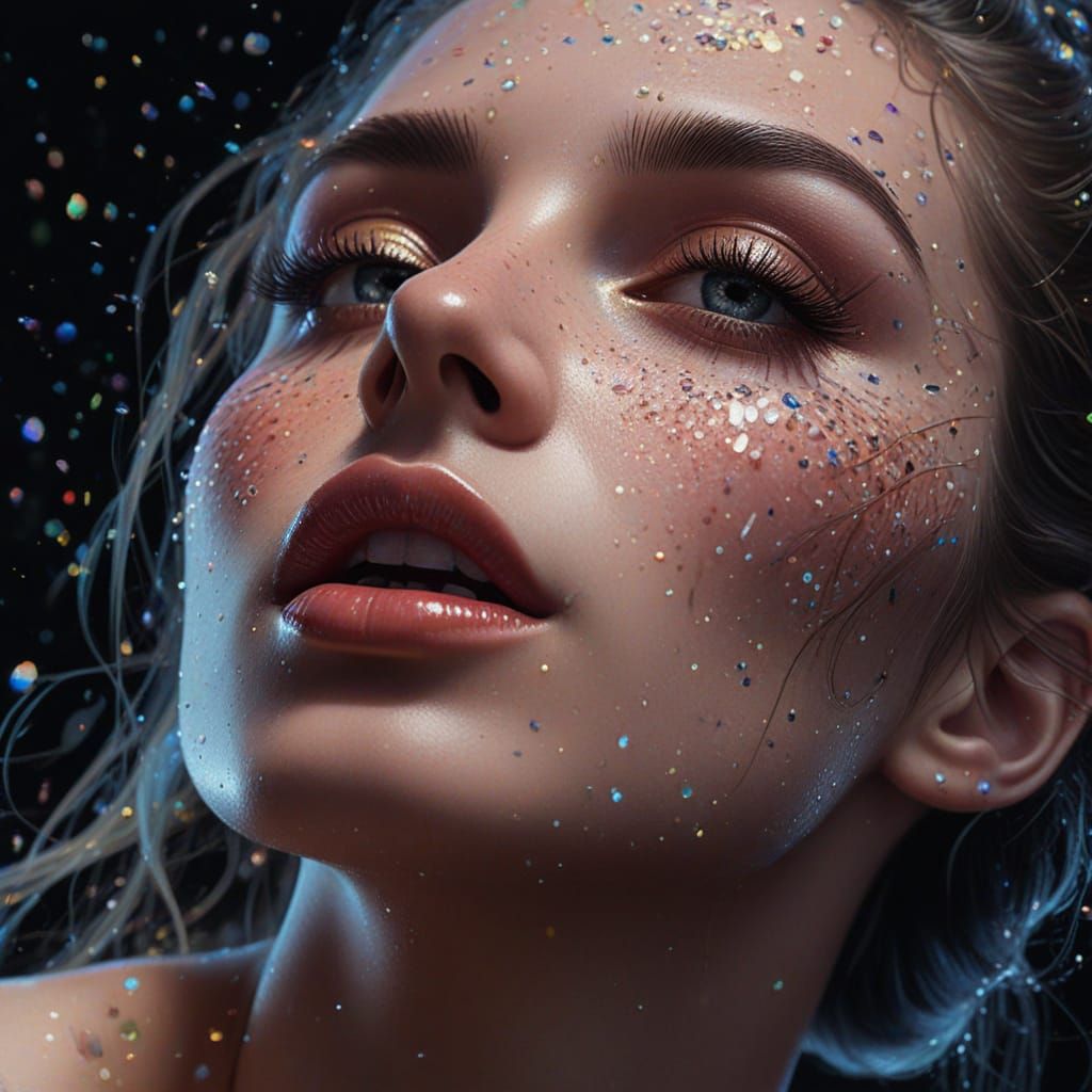 Glittering Skyfall in Hyperrealistic Style