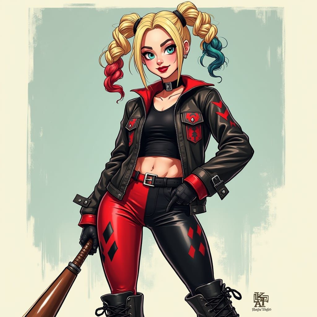 Harley Quinn in Vibrant 2D Animation Style