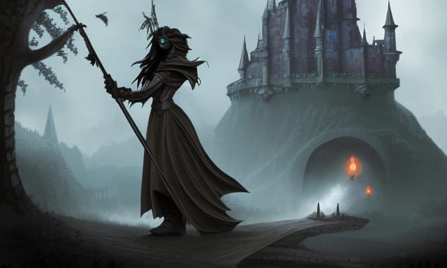 Black Dragon Guards Castle with Medieval Warriors