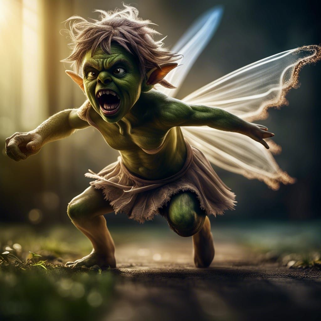 Dramatic Fairy and Ogre Attack in Hyperrealism