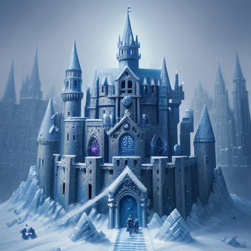 Chibi Penguin Knight in Icy Anime Castle