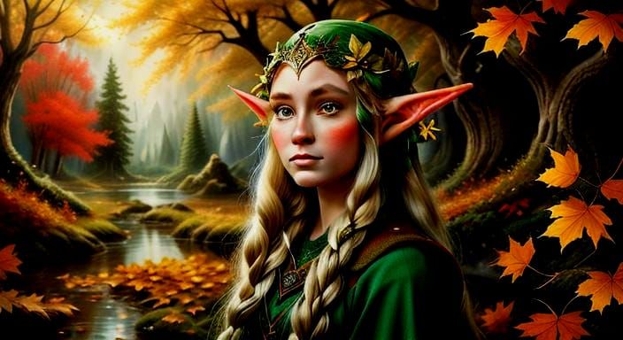 Autumnal Elven Portrait in Digital Art Style