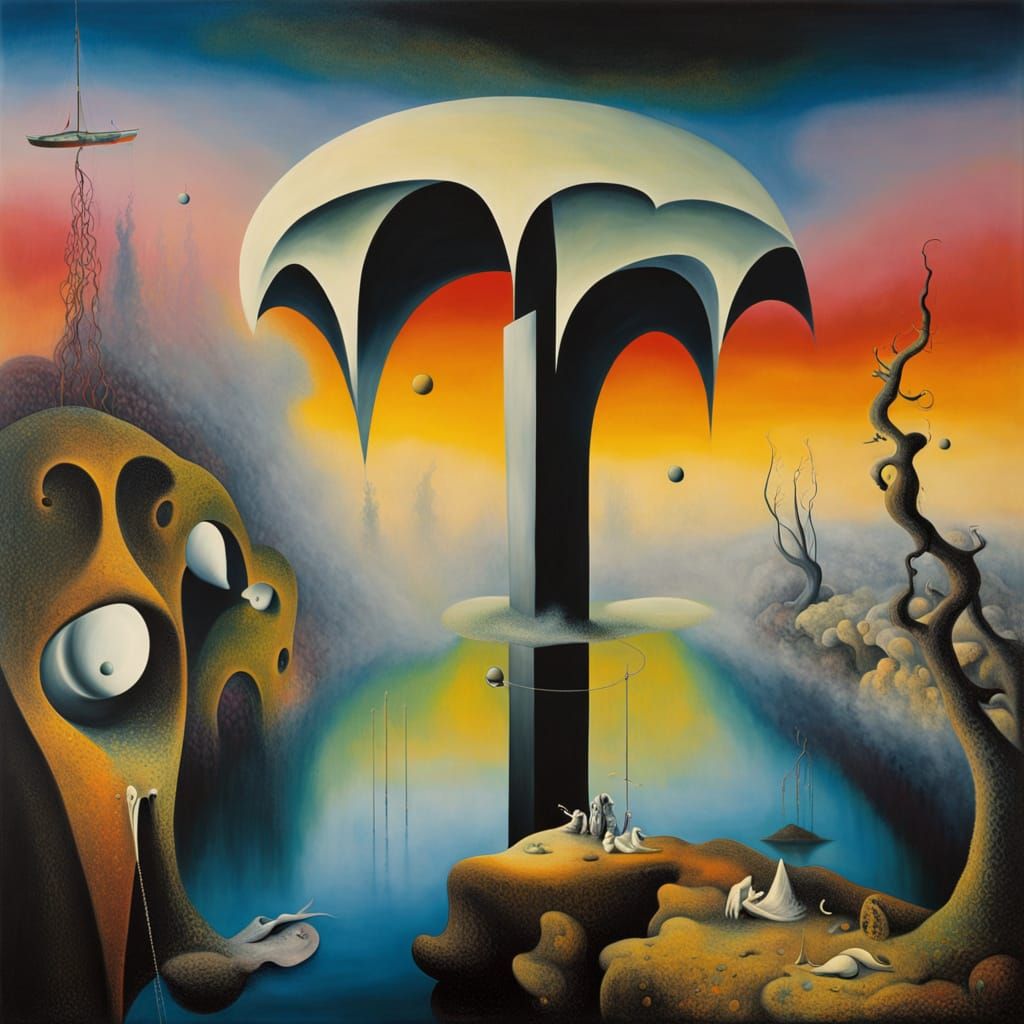 Surreal Dripping Bridge in Oil Painting Style