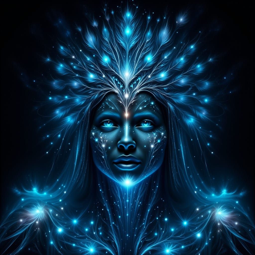 Cosmic Peacock Spirit God with Glittering Aura