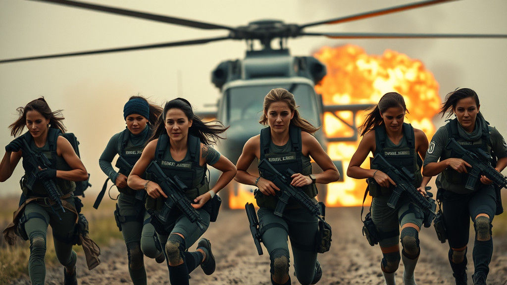 Women Warriors in Action Movie Scene