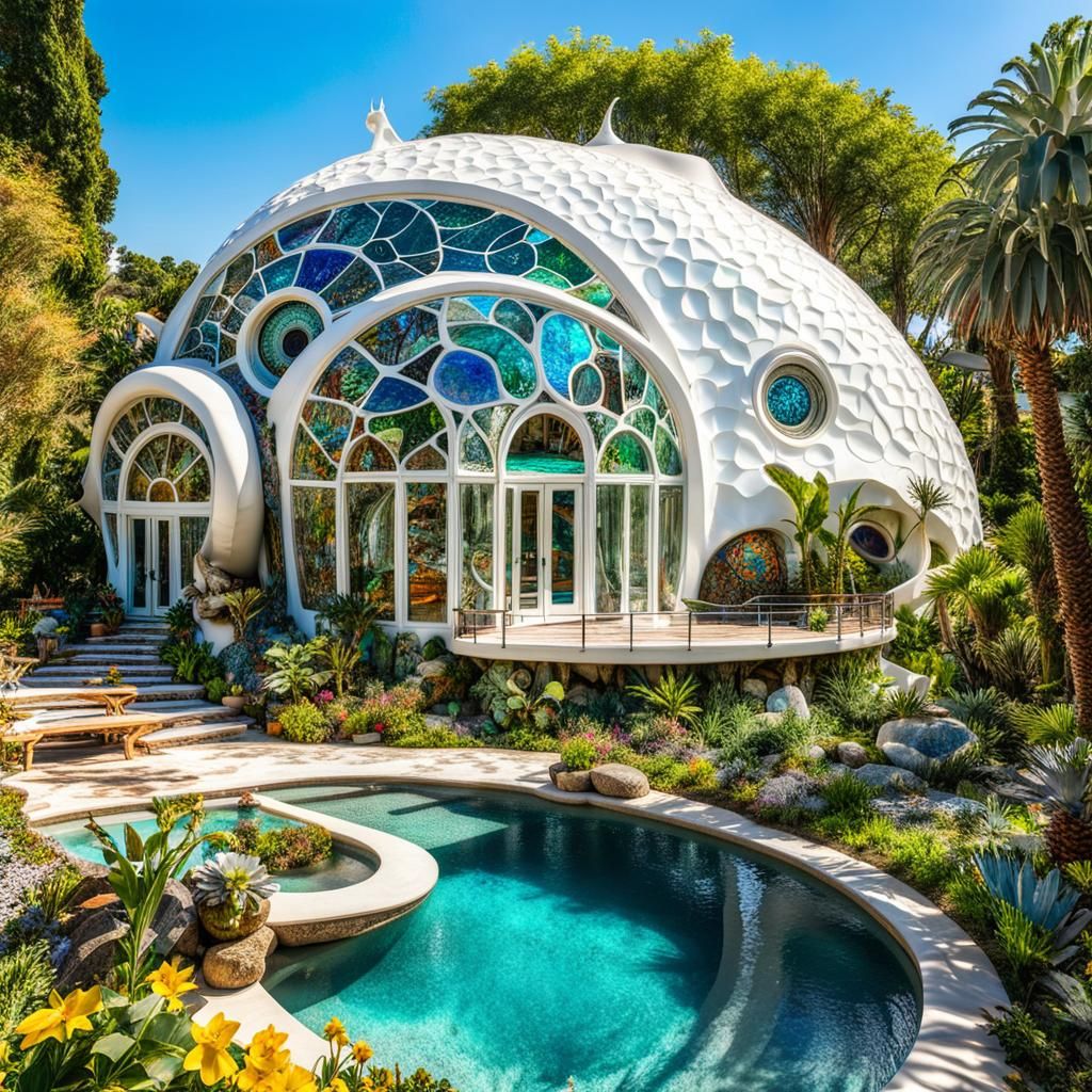 Futuristic Snail House in Middle-Earth, Psychedelic Art