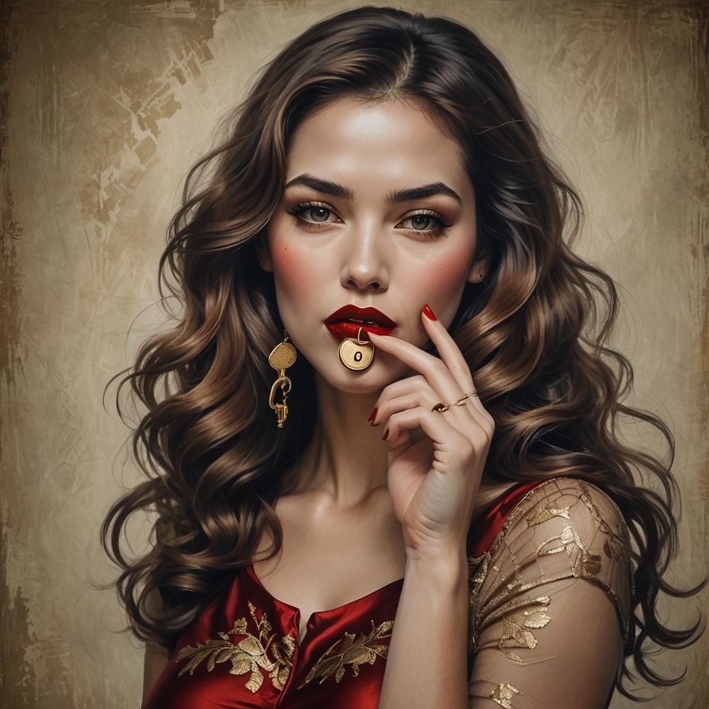 Beautiful Woman with Key: Fantasy Concept Art