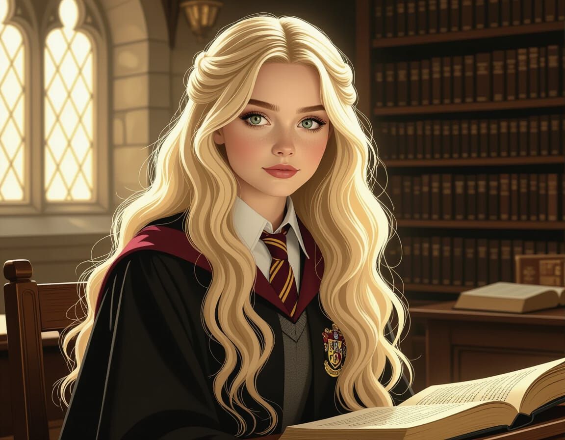 Luna Lovegood in Mystical Classroom, Painterly Style