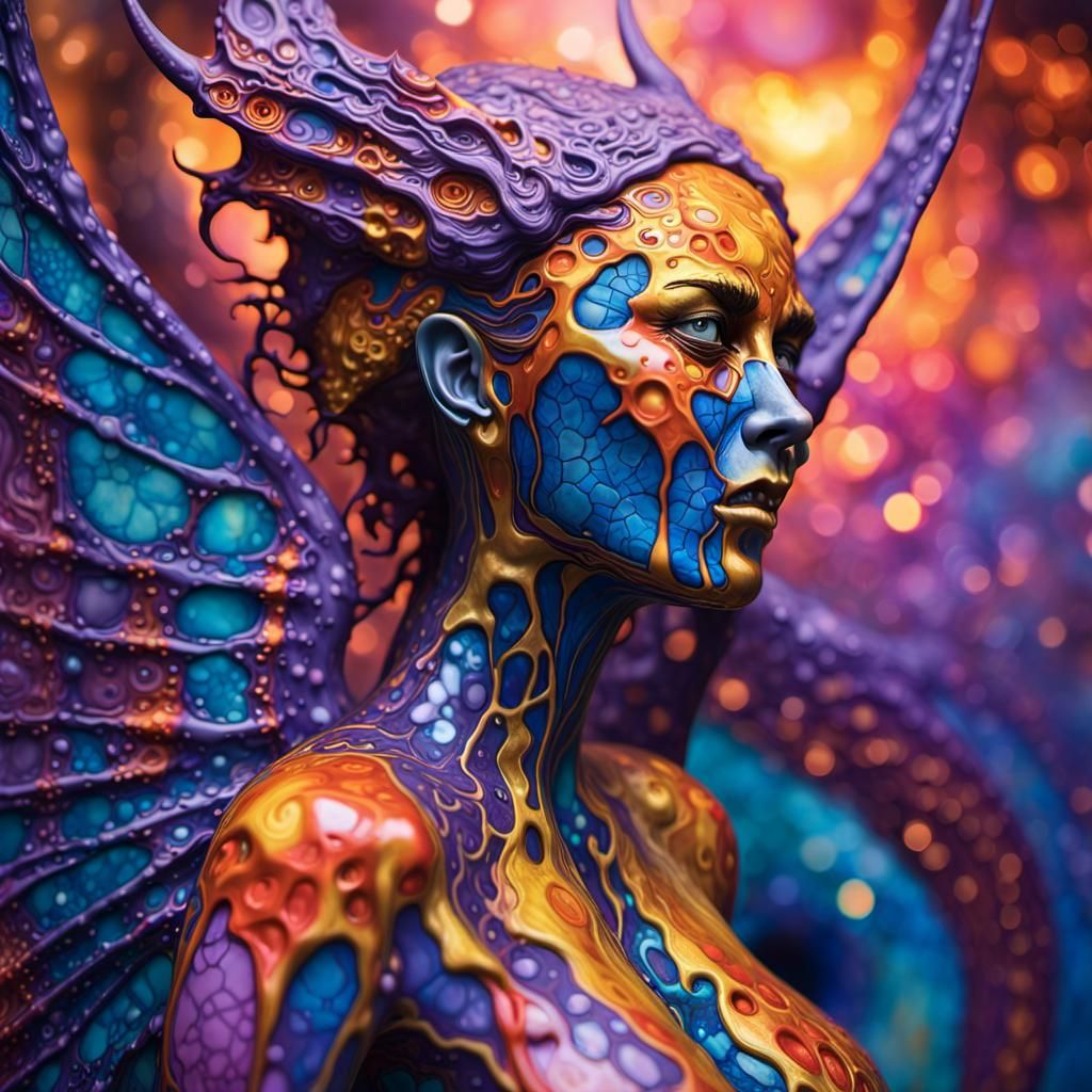 Winged Slaanesh Demon in Baroque Gigeresque Style