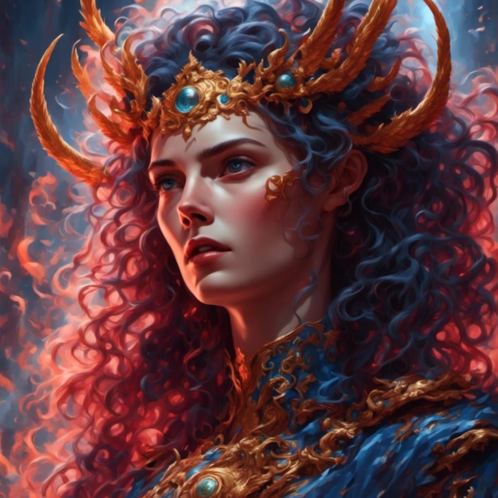 Dark Haired Woman with Blue Eyes Portrait