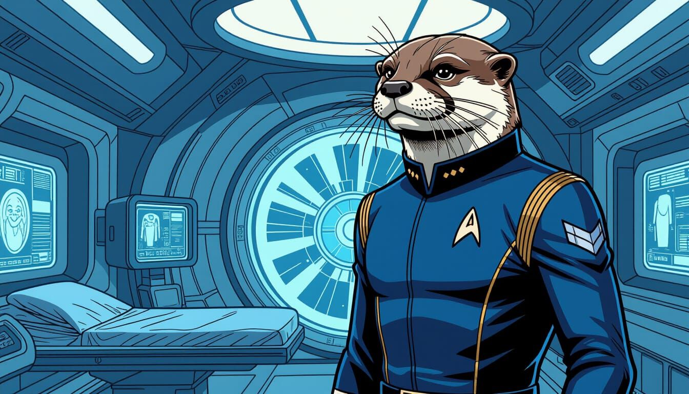 Heroic Otter Starfleet Officer in Comic Book Style