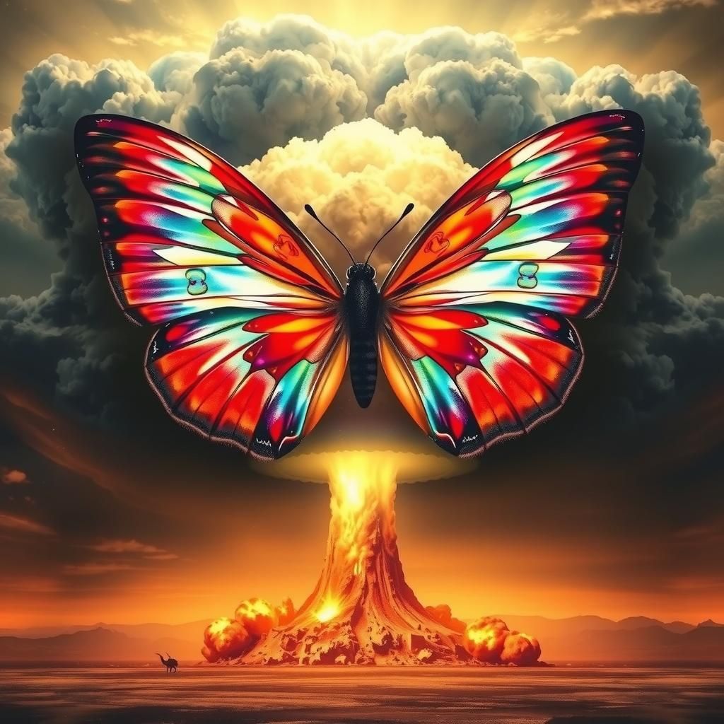 Nuclear Butterfly: Surreal Explosion Art