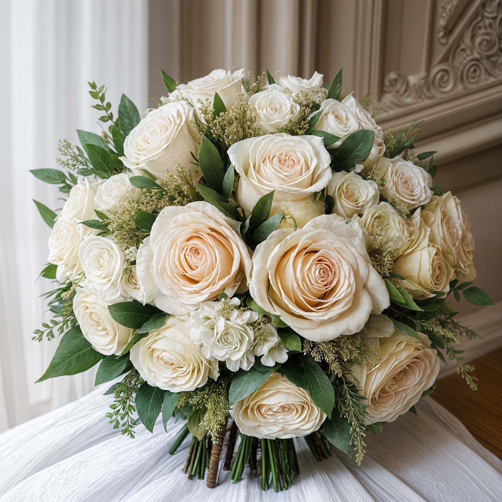 Luxurious Wedding Bouquet in Realistic Style