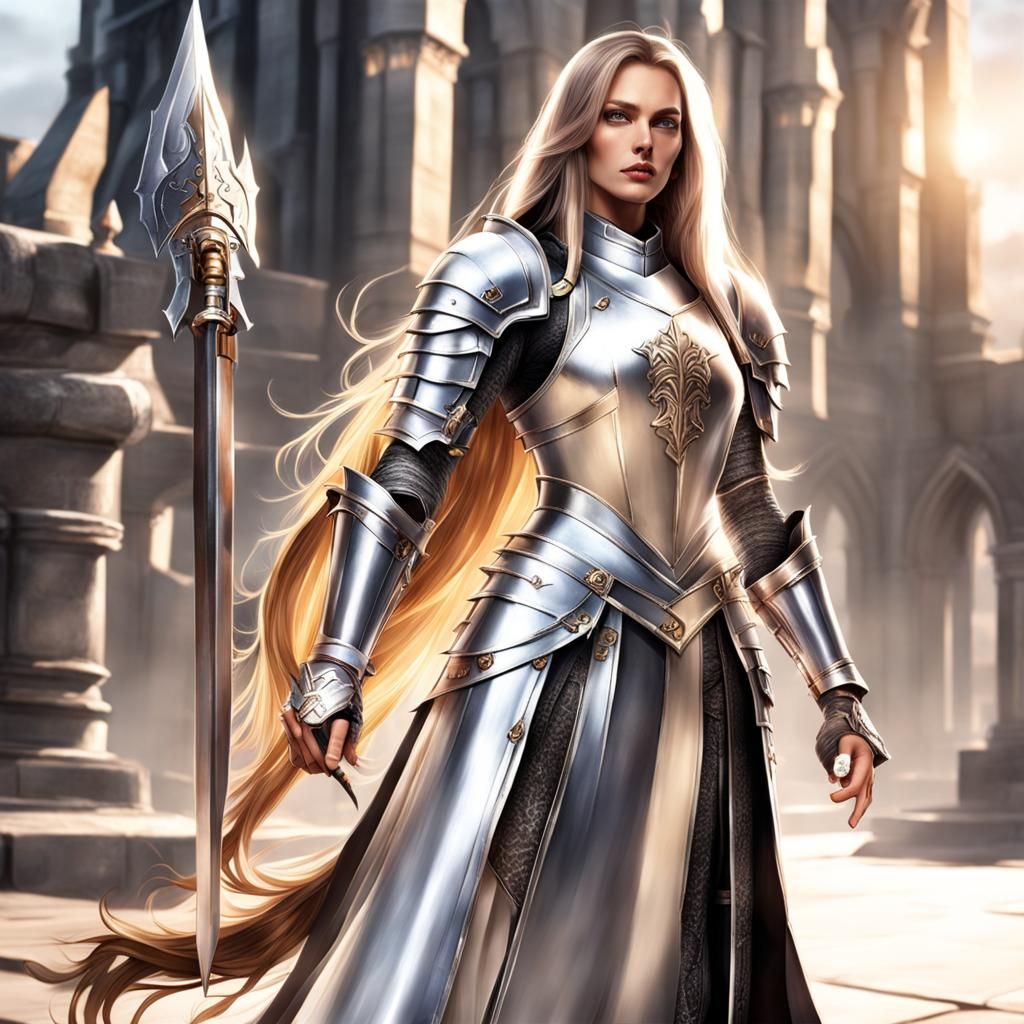 Long-Haired Knight in a Metallic World