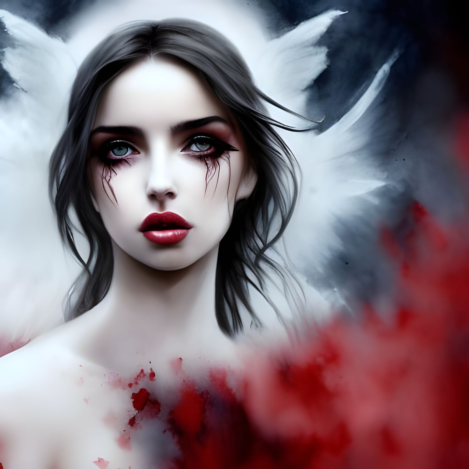 Fallen Angel Ana de Armas in Watercolor